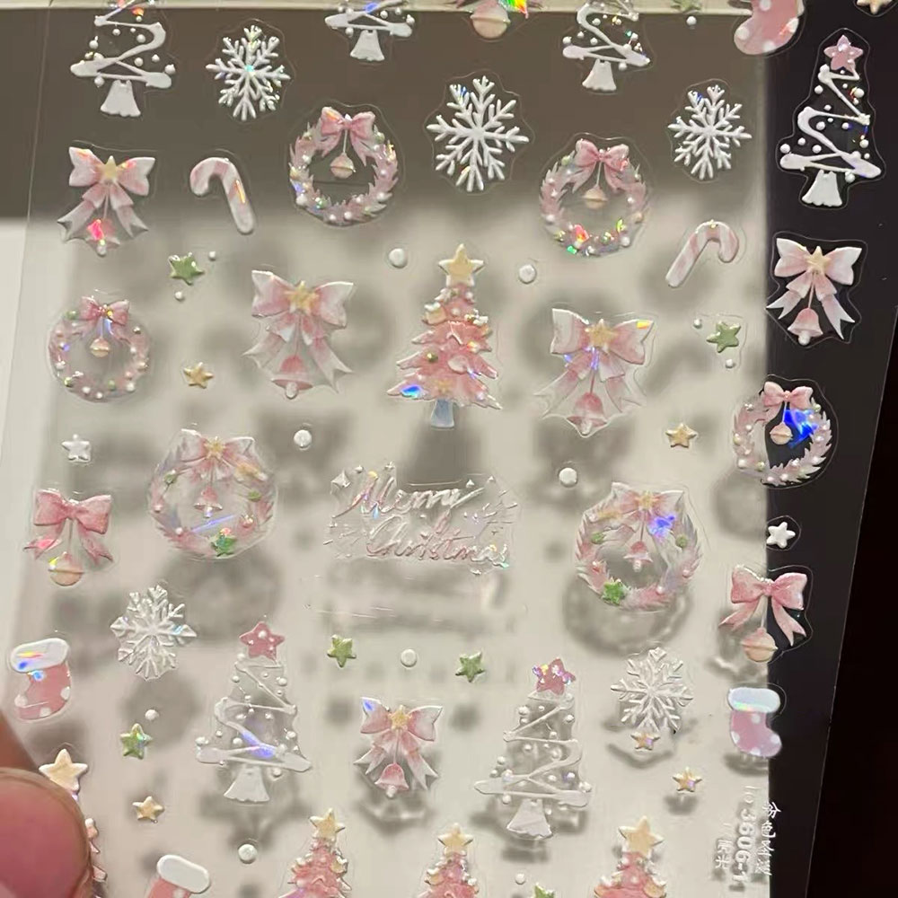 1 pièces Aurora rose arbre de  - Nail Art Xmas Stickers avis et prix